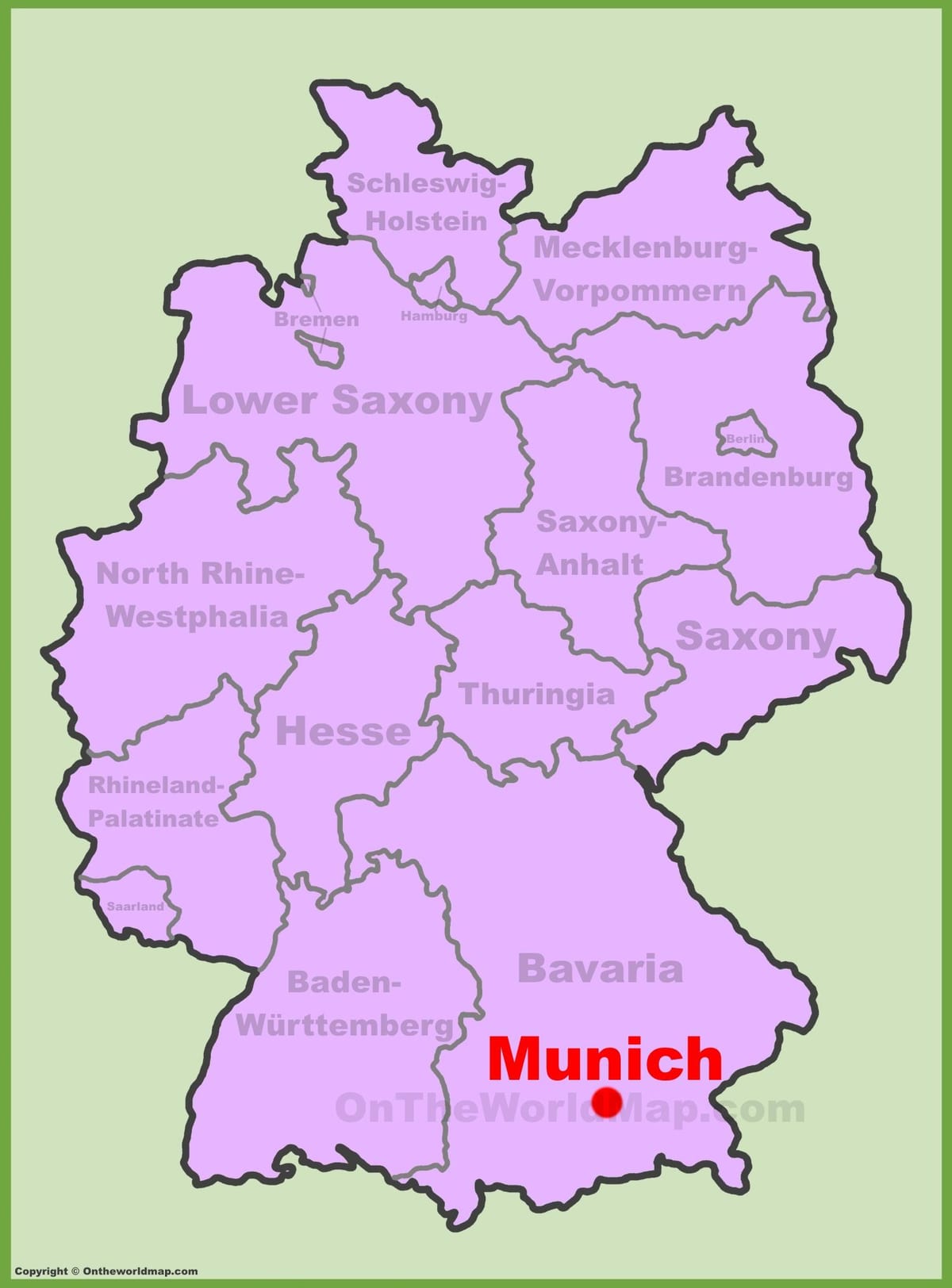 Kart over münchen beliggenhet