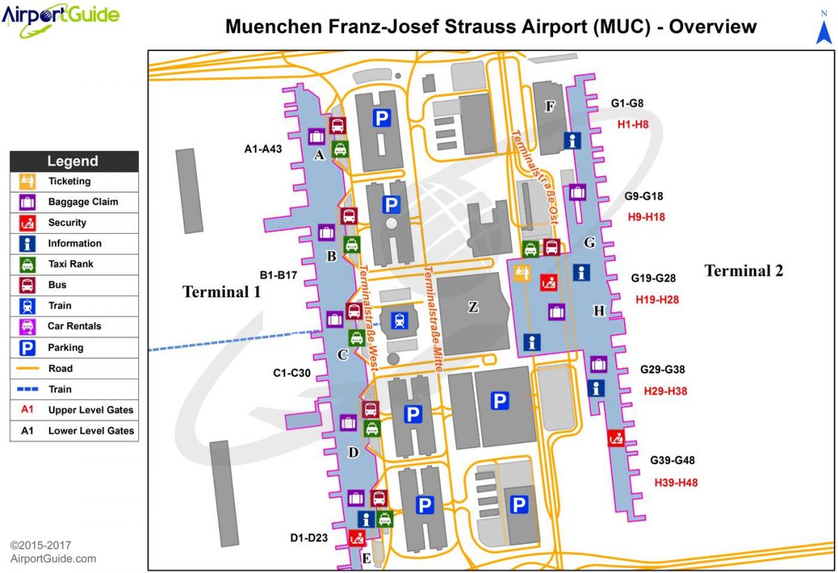 münchen internasjonale flyplass kart