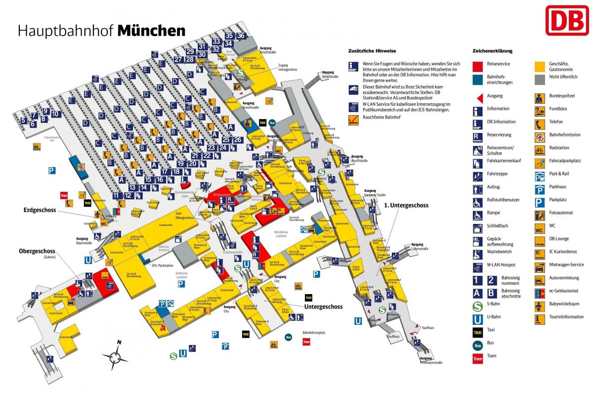 Kart over münchen hbf station