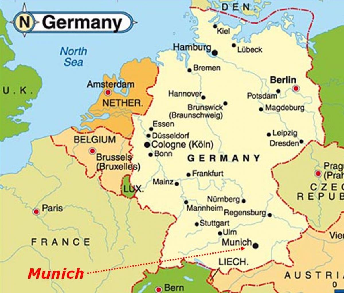 Kart over münchen europa