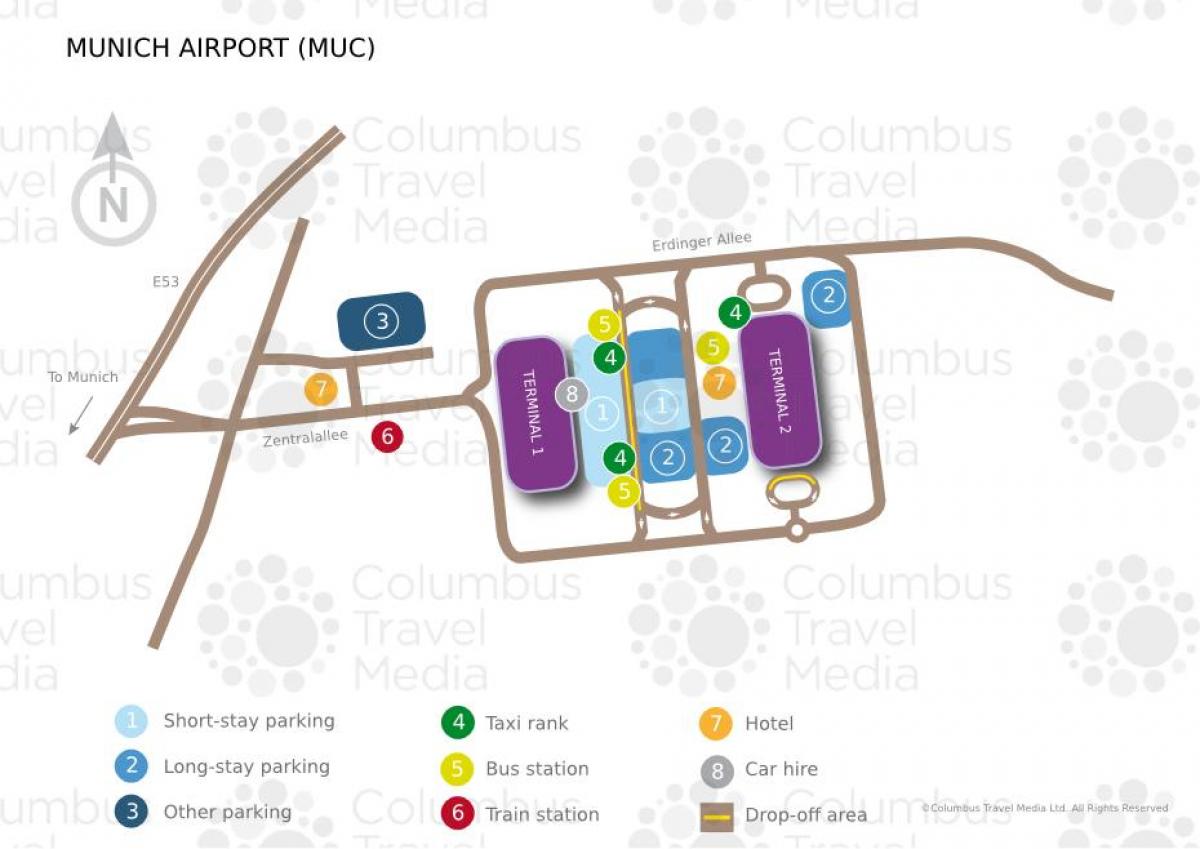 Kart over münchen airport train station
