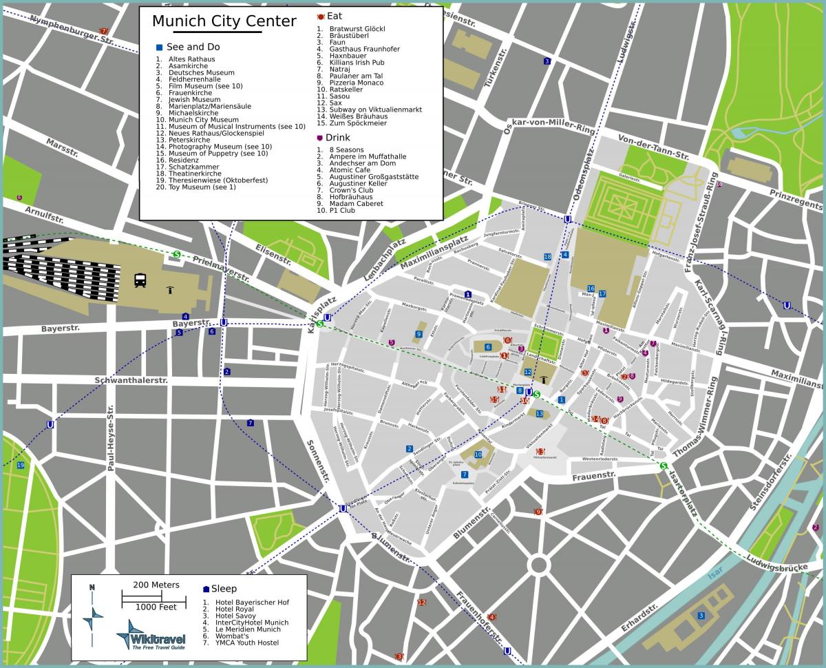 turist kart over münchen attraksjoner