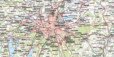 Kart over münchen og omkringliggende byer