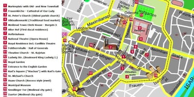 München punkter av interesse kart