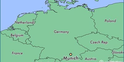 Munich, tyskland på et kart